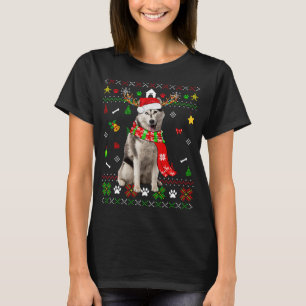 Ugly Sweater Christmas Siberian Husky Dog Puppy Xm T-Shirt
