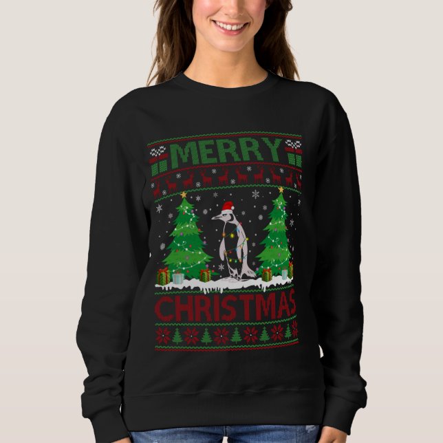 Ugly Sweater Christmas Tree Lighting Pinguin Ugly Sweatshirt (Vorderseite)