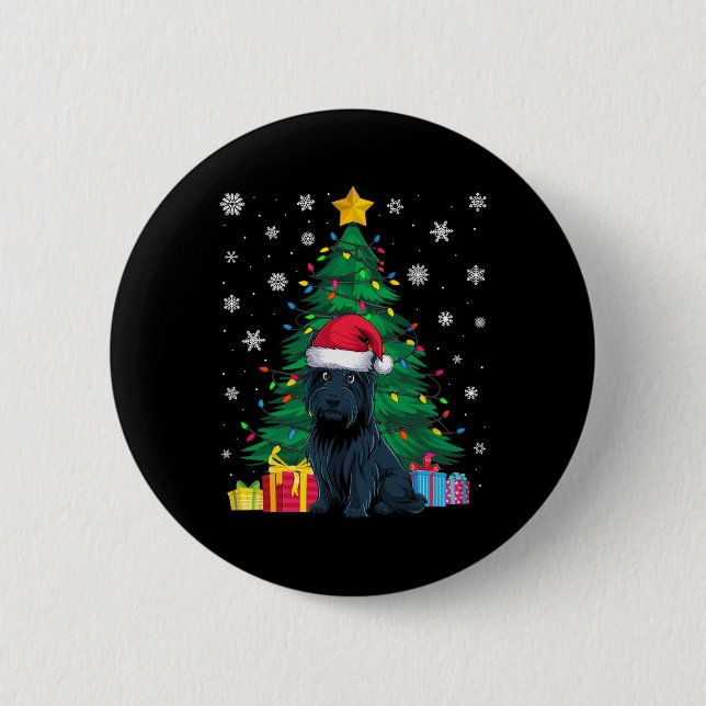 Ugly Sweater Christmas Tree Lights Scottie Dog San Button (Vorderseite)