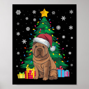 Ugly Sweater Christmas Tree Lights Shar Pei Dog Sa Poster