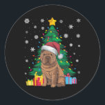 Ugly Sweater Christmas Tree Lights Shar Pei Dog Sa Runder Aufkleber<br><div class="desc">Ugly Sweater Christmas Tree Lights Shar Pei Dog Weihnachtsmannmütze</div>