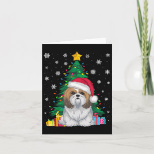 Ugly Sweater Christmas Tree Lights Shih Tzu Dog Sa Karte