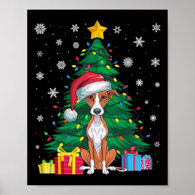 Ugly Sweater Christmas Tree Lights Whippet Dog San Poster (Vorne)