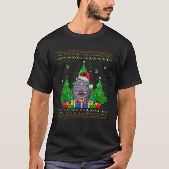 Ugly Sweater Christmas Tree Weihnachtsmannmütze Hi T-Shirt (Vorderseite)