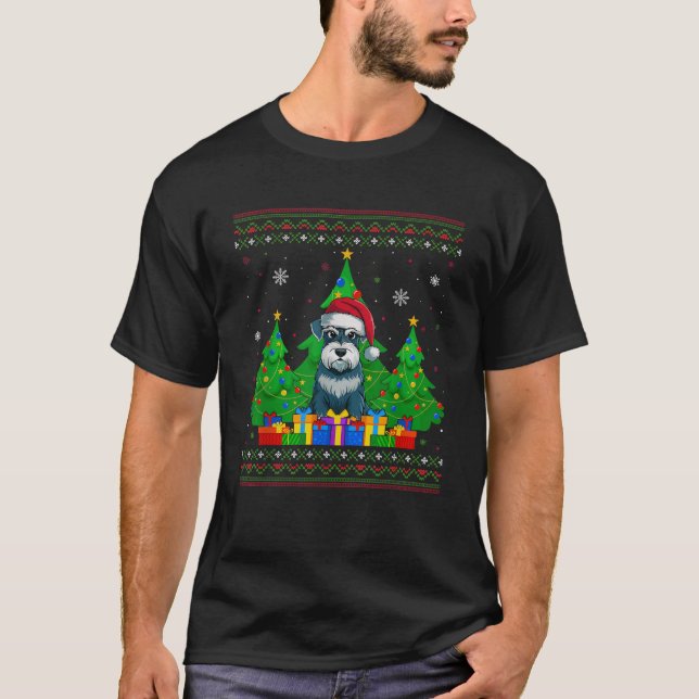 Ugly Sweater Christmas Tree Weihnachtsmannmütze Sc T-Shirt (Vorderseite)