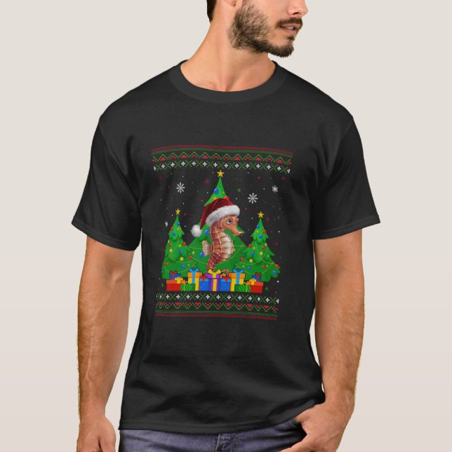 Ugly Sweater Christmas Tree Weihnachtsmannmütze Se T-Shirt (Vorderseite)