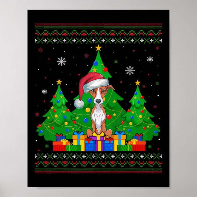 Ugly Sweater Christmas Tree Weihnachtsmannmütze Wh Poster (Vorne)