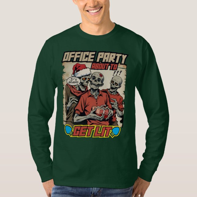 Ugly sweater Christmas zombies brains comic book T-Shirt (Vorderseite)