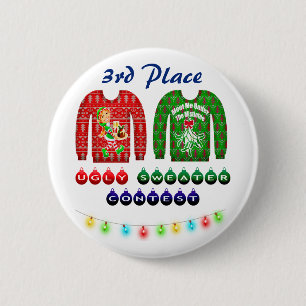 Ugly Sweater Contest 3. Platz Gewinner Button