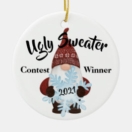 Ugly Sweater Contest Gewinner Preis Trophäe Orname Keramik Ornament