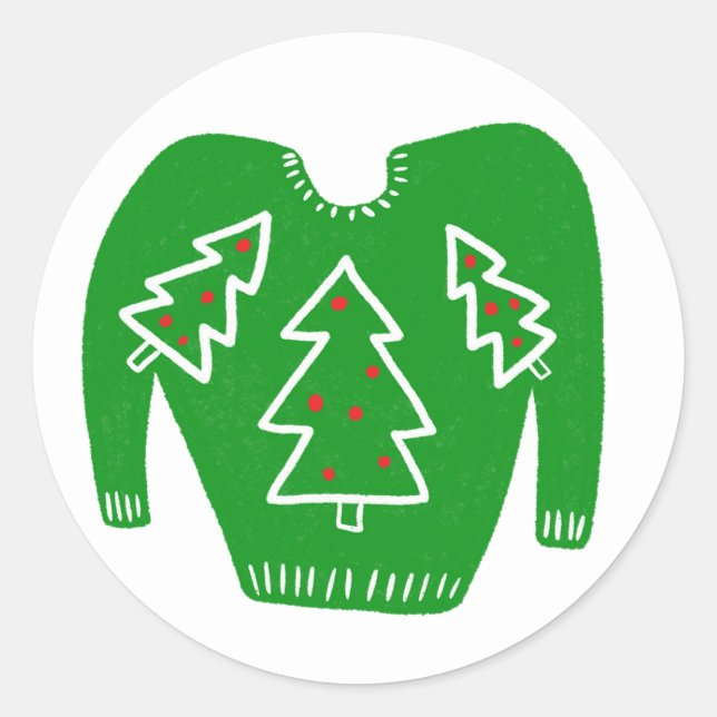 Ugly Sweater CUSTOM Weihnachten Runder Aufkleber (Vorderseite)