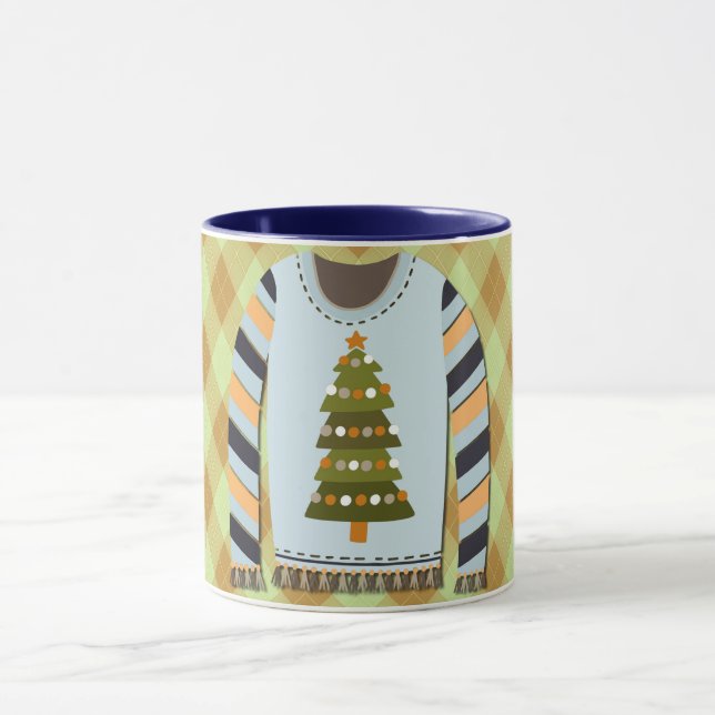 Ugly Sweater Cute in Green and Blue Mug Tasse (Zentrum)