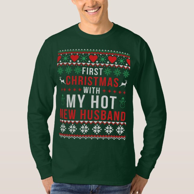 Ugly Sweater | Erste Weihnachten mit New Husband T-Shirt (Vorderseite)