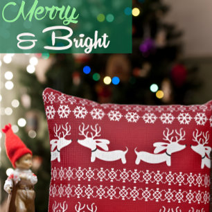 Ugly Sweater Fair Isle Rentier Dackel Kissen