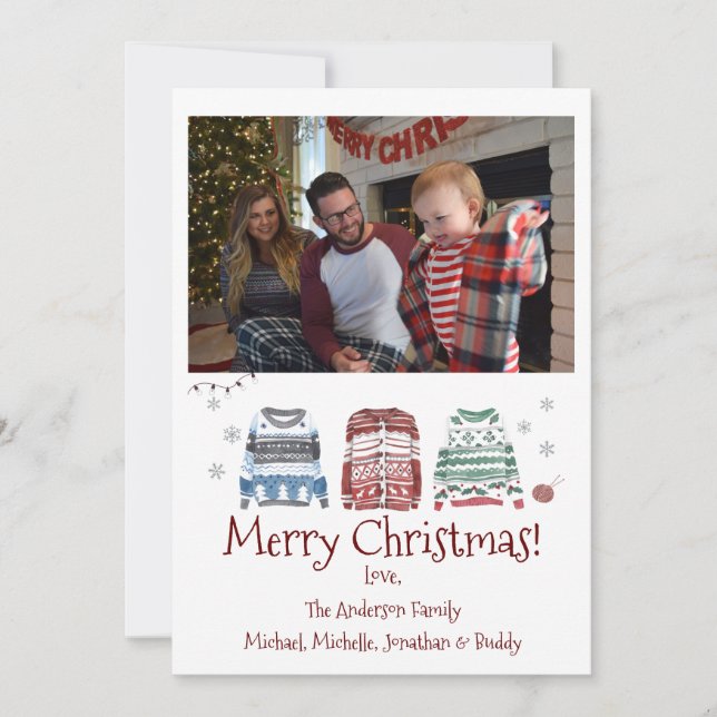 Ugly Sweater Frohe Weihnachten mit Foto (Vorderseite)