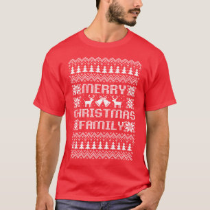 Ugly Sweater Frohe Weihnachtsfamilie weiß T-Shirt