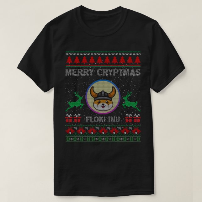 Ugly Sweater fröhliche Kryptmas Floki Inu Crypto C T-Shirt (Design vorne)