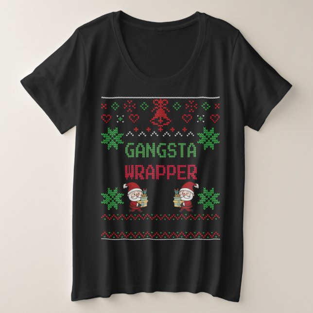 Ugly Sweater - Gangsta Wrapper - Weihnachtsgeschen Große Größe T-Shirt (Design vorne)