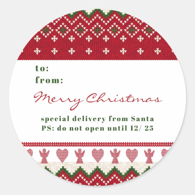 Ugly Sweater gegossen Hyge Angels Herz Weihnachten Runder Aufkleber (Vorderseite)