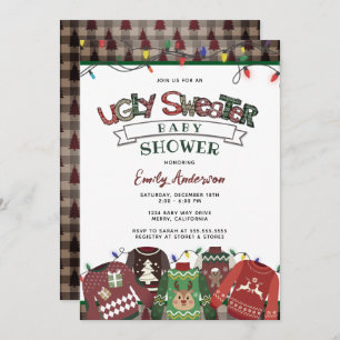 Ugly Sweater Gender Neutral Holiday Baby Dusche Einladung