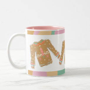 Ugly Sweater Groovy Christmas Pink Earthy Zweifarbige Tasse