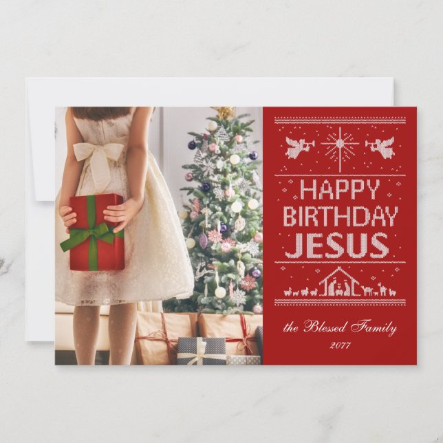 Ugly Sweater Happy Geburtstag Jesus Christliches F (Vorderseite)