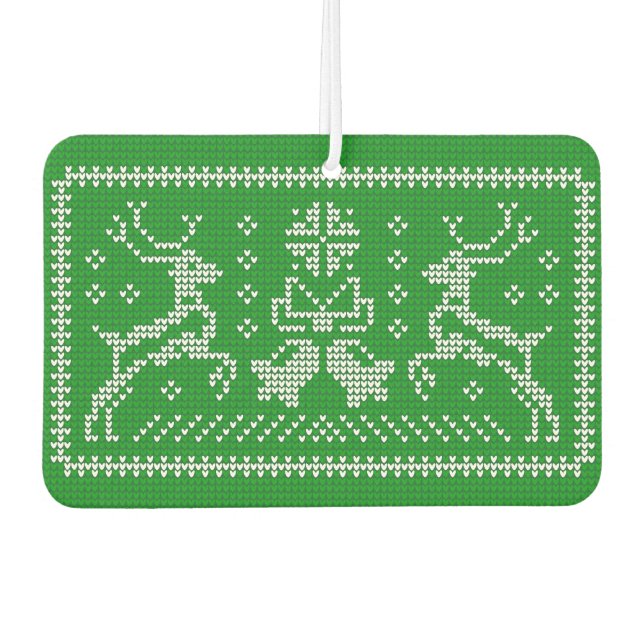 Ugly Sweater Jingle Glocken Weihnachtsdehirsche gr Autolufterfrischer (Vorderseite)