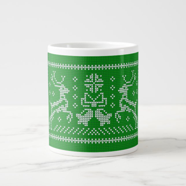 Ugly Sweater Jingle Glocken Weihnachtsdehirsche gr Jumbo-Tasse (Vorderseite)