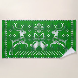 Ugly Sweater Jingle Glocken Weihnachtsdehirsche gr Strandtuch