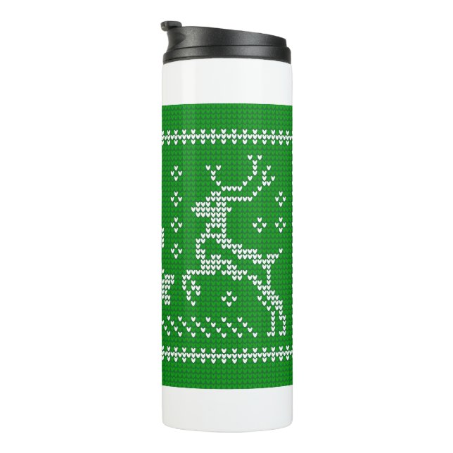 Ugly Sweater Jingle Glocken Weihnachtsdehirsche gr Thermosbecher (Nach rechts gedreht)