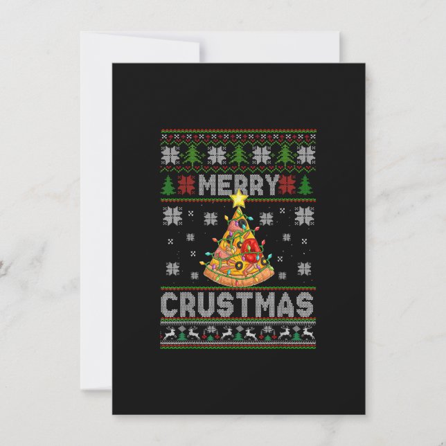 Ugly Sweater Merry Crustmas Pizza Pie Christmas To Einladung (Vorderseite)