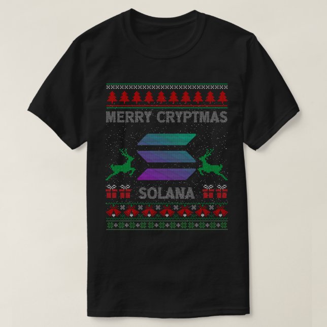 Ugly Sweater merry cryptmas solana SOL Crypto T-Shirt (Design vorne)