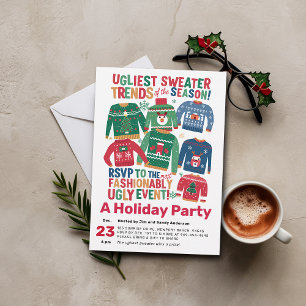Ugly Sweater Modern Maximalist Weihnachts-Party Einladung