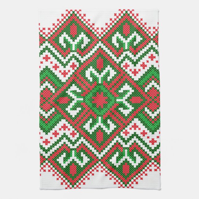 Ugly Sweater Muster Festivals Weihnachtshandtuch Geschirrtuch (Vertikal)