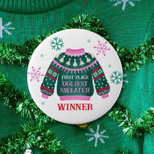 Ugly Sweater Party 1. Platz Gewinner Button