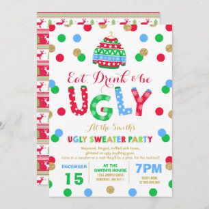 Ugly Sweater Party Einladung Eat Drink & Be Ugy
