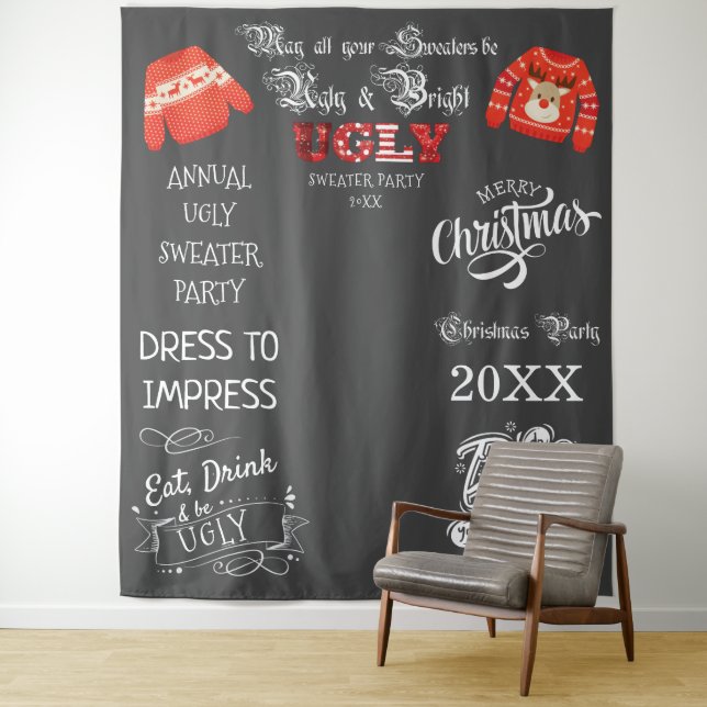 Ugly Sweater Party Foto Shoot Background Wandteppich (Beispiel)