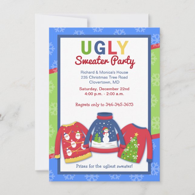 Ugly Sweater Party individuelle Urlaubseinladung Einladung (Vorderseite)
