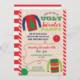 Ugly Sweater Party Weihnachtsfeiertage Einladung