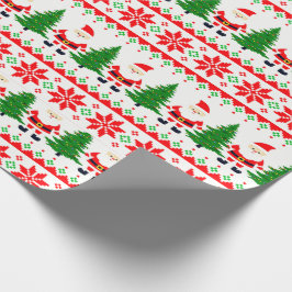 Ugly Sweater pixelated Santa Festive Streifen Geschenkpapier