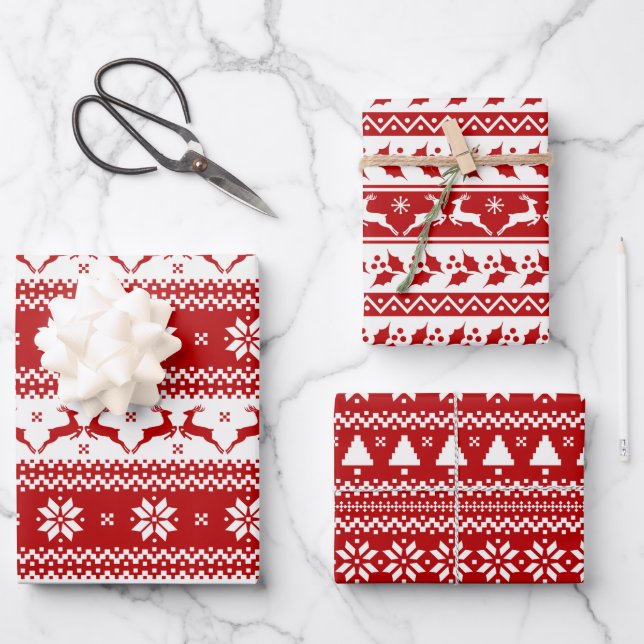 Ugly Sweater Rentier & Christmas Tree Geschenkpapier Set (Vorderseite)