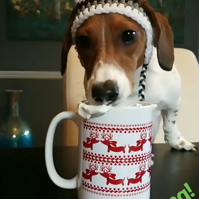 Ugly Sweater Rentier Dackel Tee Kaffee Tasse (Dachshund Christmas mug)
