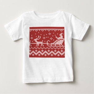 Ugly Sweater Santa Claus Schlitten und Rentiere Baby T-shirt