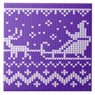Ugly Sweater Santa Claus Schlitten und Rentiere Fliese