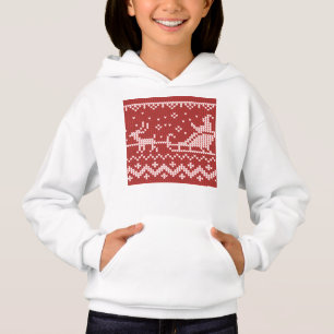 Ugly Sweater Santa Claus Schlitten und Rentiere Hoodie