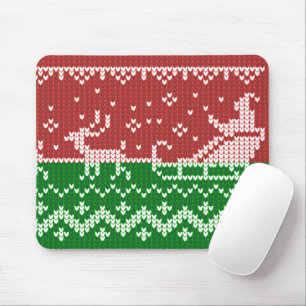 Ugly Sweater Santa Claus Schlitten und Rentiere Mousepad