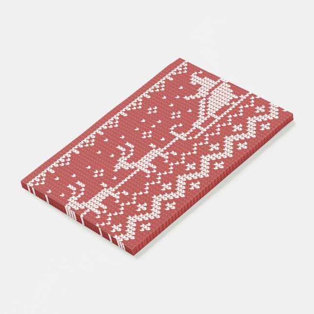 Ugly Sweater Santa Claus Schlitten und Rentiere Post-it Klebezettel (angewinkelt)