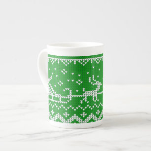 Ugly Sweater Santa Claus Schlitten und Rentiere Prozellantasse