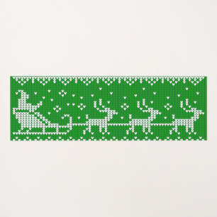 Ugly Sweater Santa Claus Schlitten und Rentiere Yogamatte