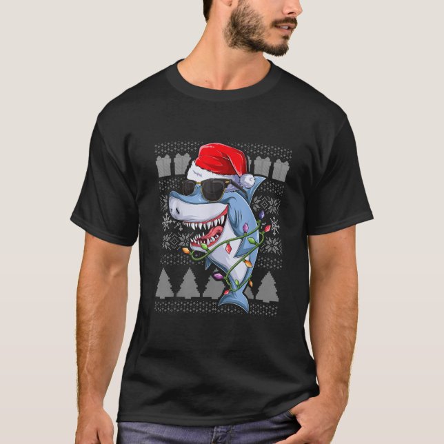 Ugly Sweater Santa Claus Shark Boys Apparel Kinder T-Shirt (Vorderseite)